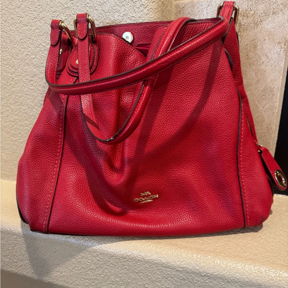 Coach Cherry Red Leather Shoulder Bag